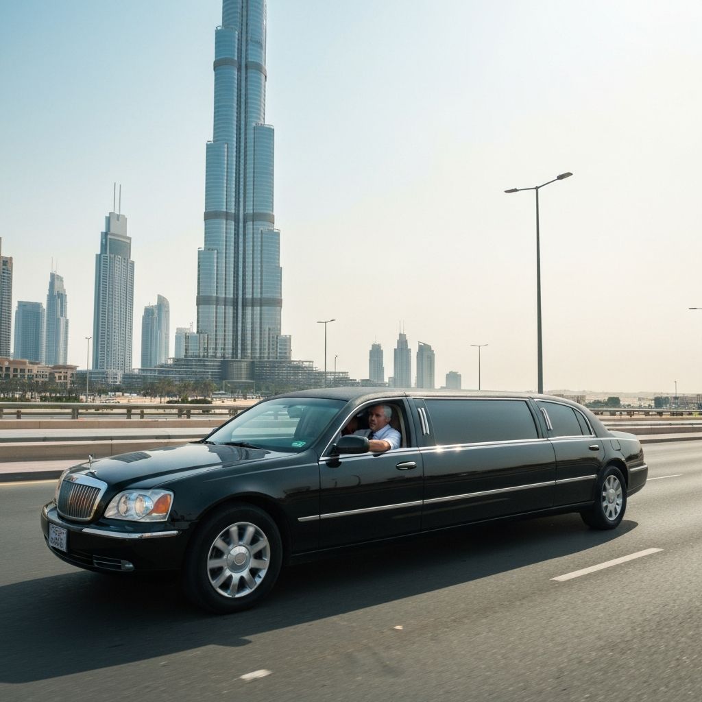 Limousine driving through Dubai city